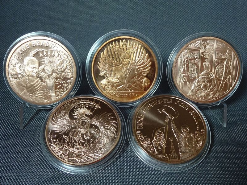 Medaillen-Set USA Russland Wladimir Putin Bär Phönix Silver Shield Kupfer 5x 1 Oz Unze