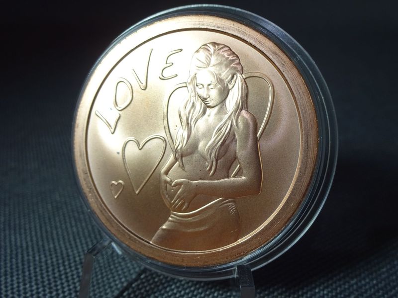 Kupfermedaille USA 2019 Schwangerschaft  Love Girl Liebe Herz Silver Shield 1 Oz Unze