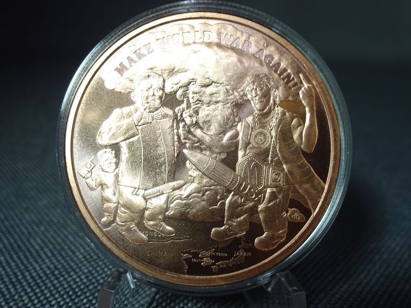 Kupfermedaille USA 2018 Trump World War Nord-Korea Silver Shield 1 Oz