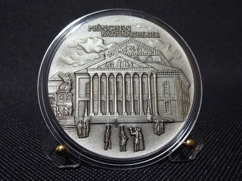 Silbermedaille Deutschland München Nationaltheater Bayern High Relief Mattiert Silbermedaille Deutschland München Nationaltheater Bayern High Relief Mattiert