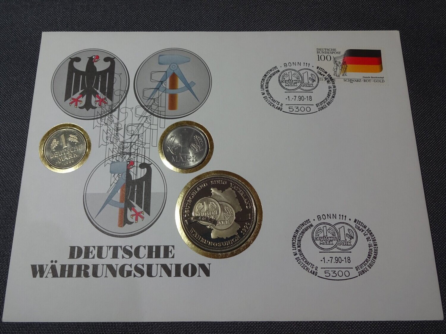 Numisbrief DDR 1990 Deutschland 1 Mark Münze Medaille Währungsunion