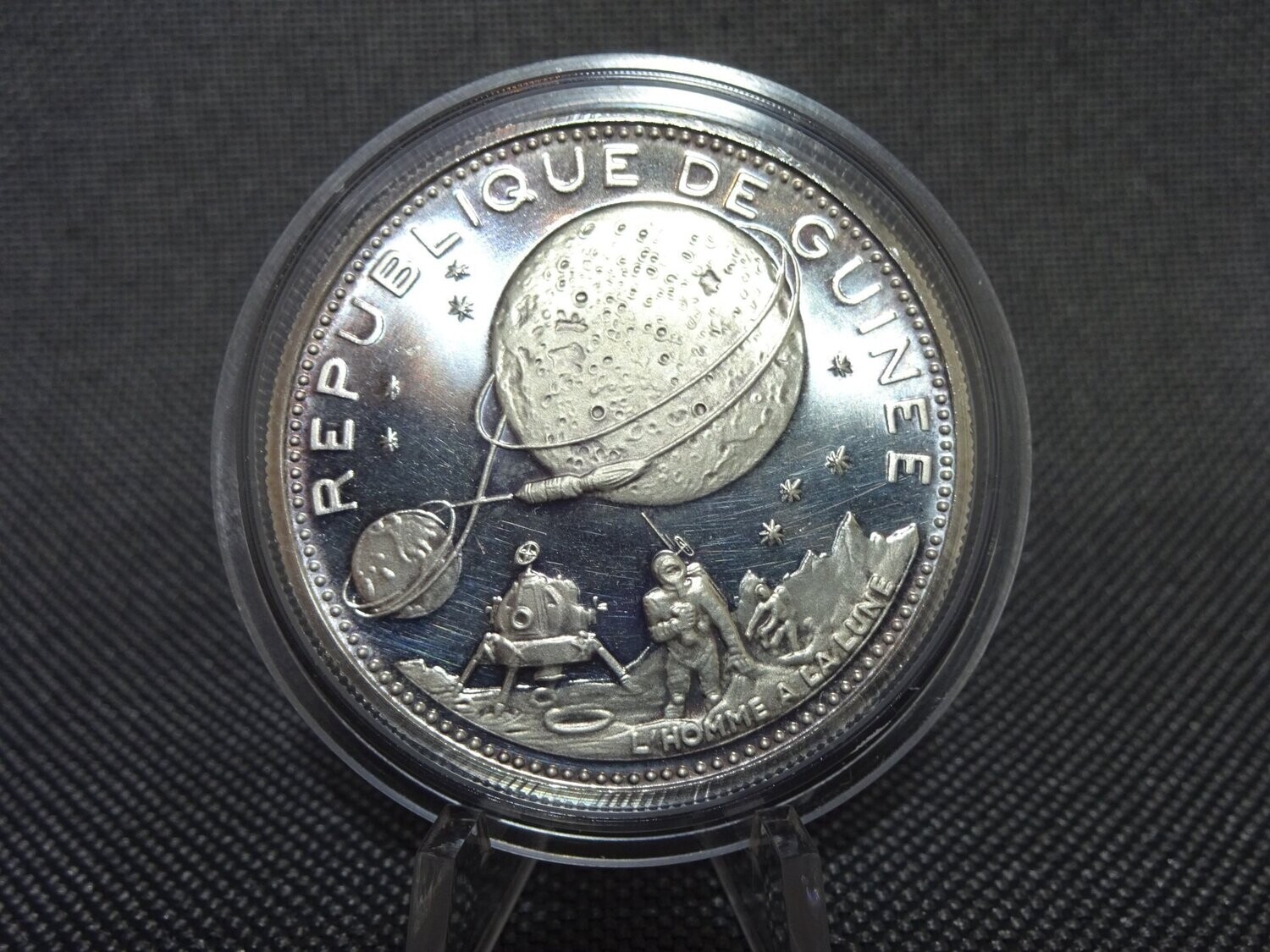 Silbermünze Guinea 1969 250 Francs Apollo 11 Nasa Mondlandung Raumfahrt Astronaut PP Proof