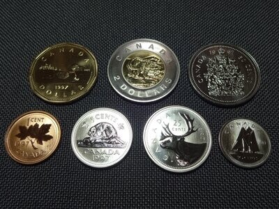 Kursmünzensatz KMS Set Kanada 1997 1 Cent - 2 Dollars Reverse Proof