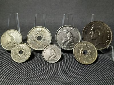 Münzen Set Belgien 1923 1928 1929 1932 2 10 25 50 Centimes 1 2 5 Francs Albert Erhaltung
