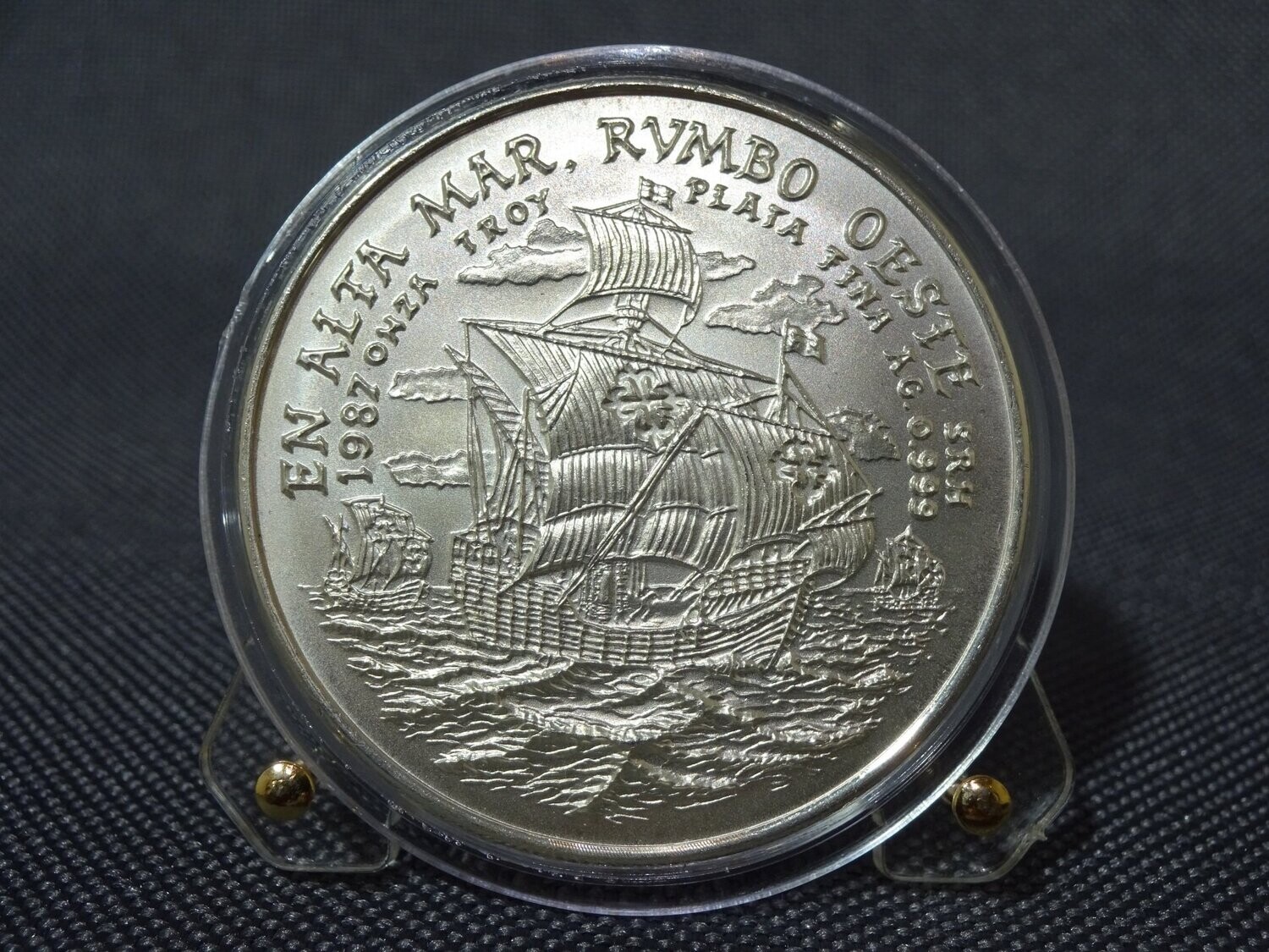 Silbermedaille Kuba 1987 Kolumbus Schiff 1 Oz Unze Silbermedaille Kuba 1987 Kolumbus Schiff 1 Oz Unze