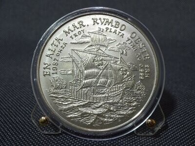 Silbermedaille Kuba 1987 Kolumbus Schiff 1 Oz Unze Silbermedaille Kuba 1987 Kolumbus Schiff 1 Oz Unze
