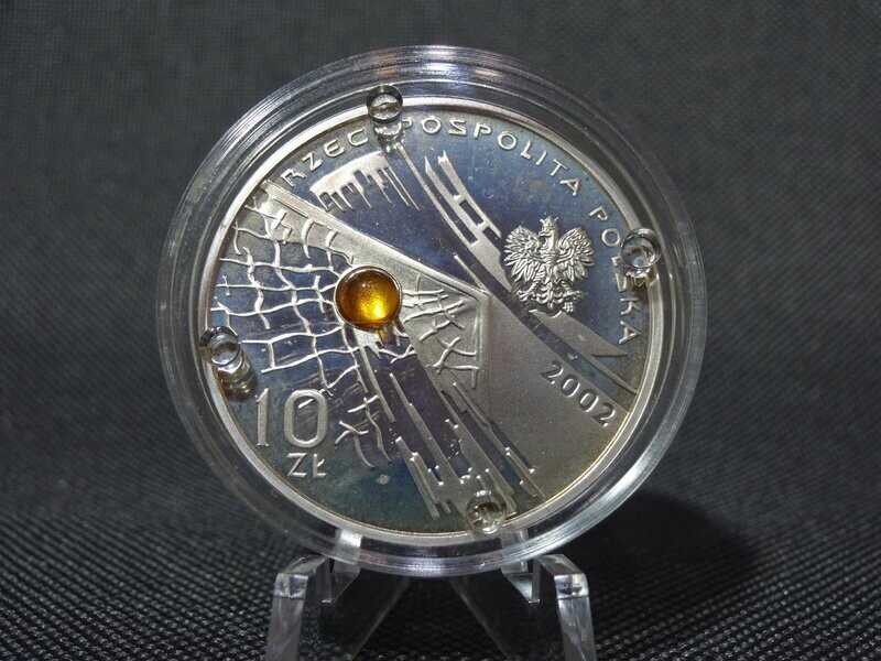 Silbermünze Polen 2002 10 Zlotych Fussball WM Bernstein PP Proof Silbermünze Polen 2002 10 Zlotych Fussball WM Bernstein PP Proof