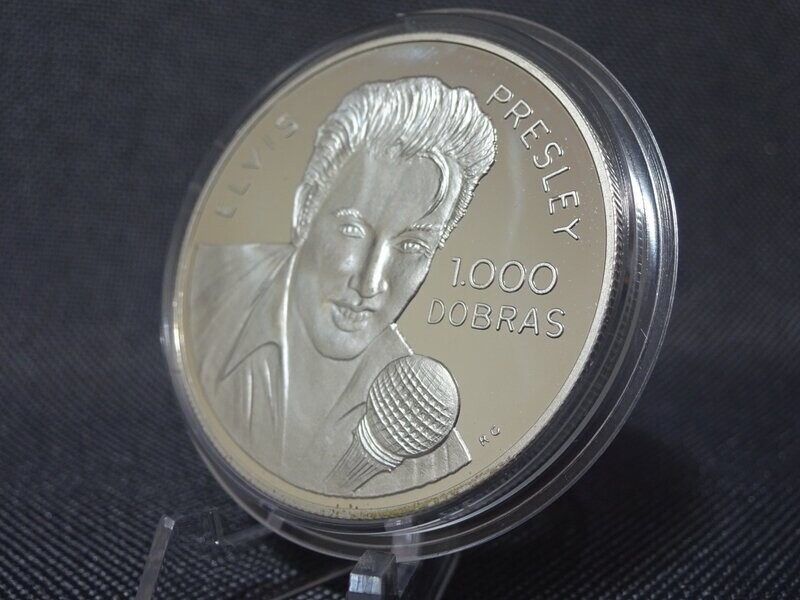 Silbermünze Sao Tome & Principe Elvis Presley 1993 1000 Dobras PP Proof