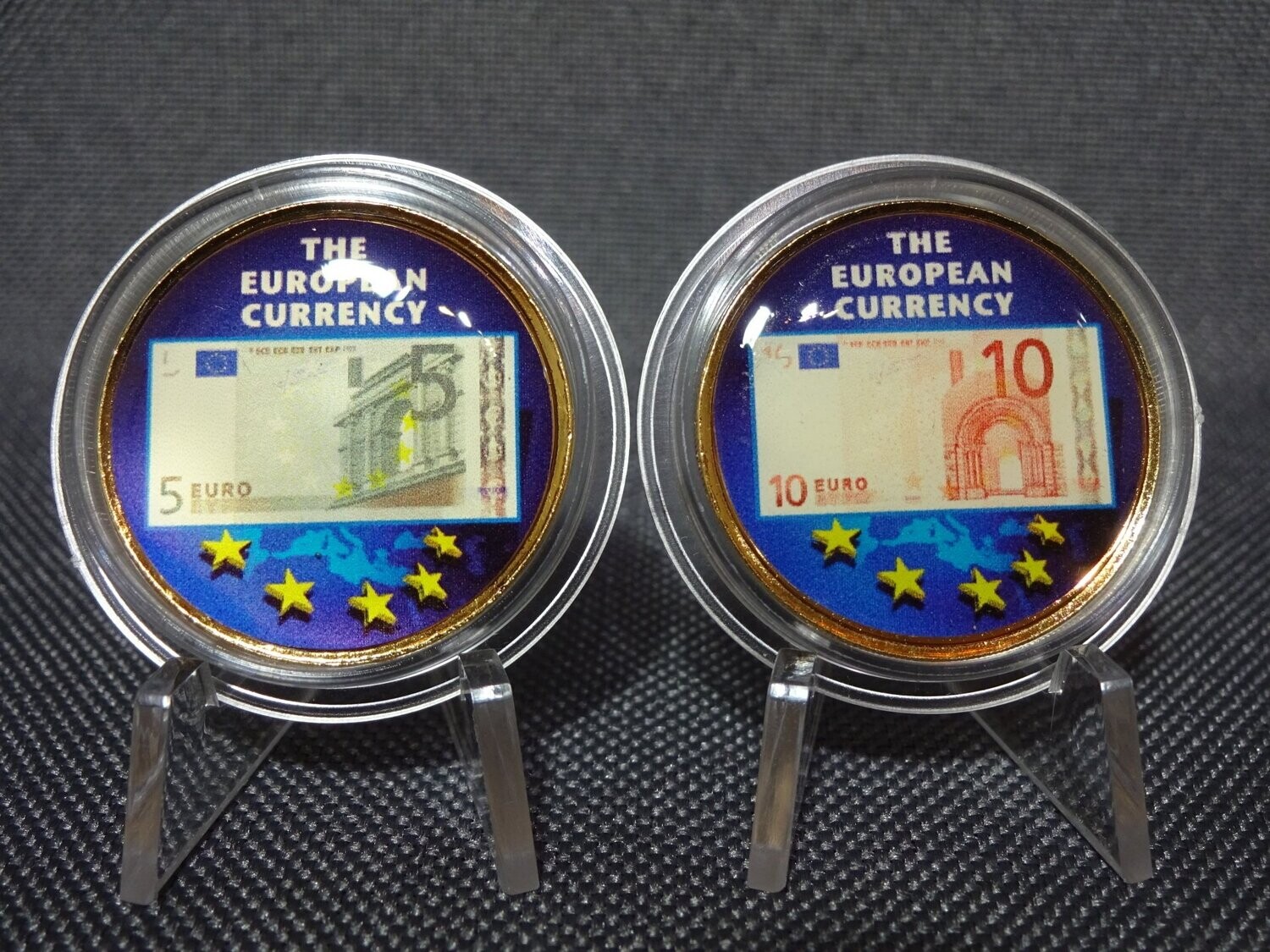 Münzen Set 2 5 10 Euro Geldschein Banknote Farbe Emaille Vergoldet Münzen Set 2 5 10 Euro Geldschein Banknote Farbe Emaille Vergoldet