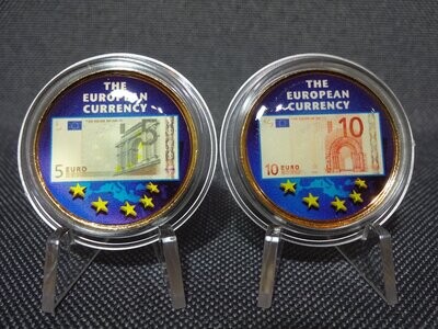 Münzen Set 2 5 10 Euro Geldschein Banknote Farbe Emaille Vergoldet Münzen Set 2 5 10 Euro Geldschein Banknote Farbe Emaille Vergoldet