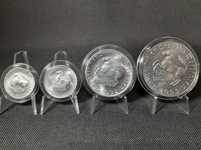 Münzen Set Westfalen 1923 Notgeld Weimarer Republik 1/4 2 50 Millionen Mark Minister Pferd Nebengebiete Münzen Set Westfalen 1923 Notgeld Weimarer Republik 1/4 2 50 Millionen Mark Minister Pferd Nebengebiete