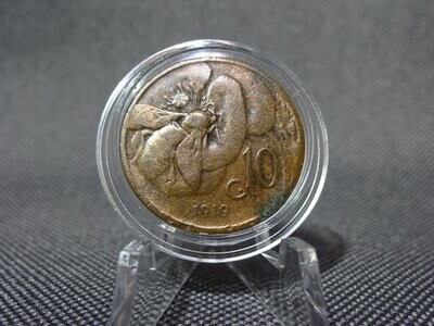 Münze Italien 1919 10 Centesimi Honigbiene Vittorio III. SELTEN