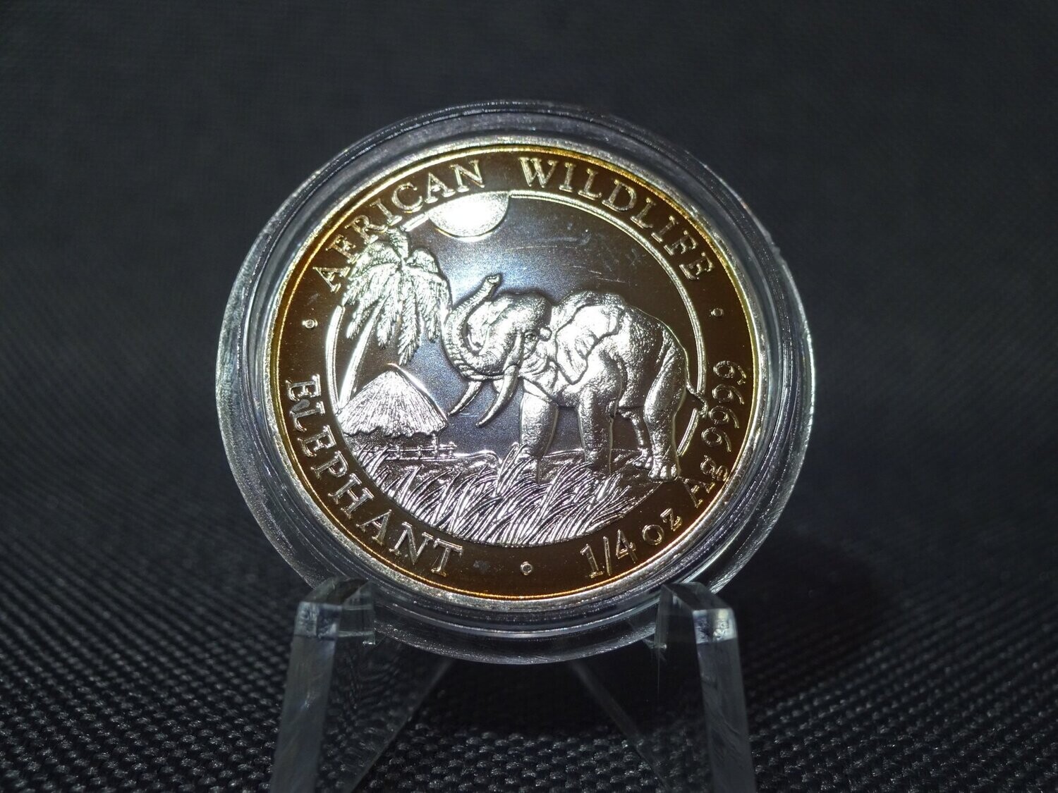 Silbermünze Somalia Elefant 2017 25 Shillings African Wildlife 1/4 Oz Unze Goldene Patina