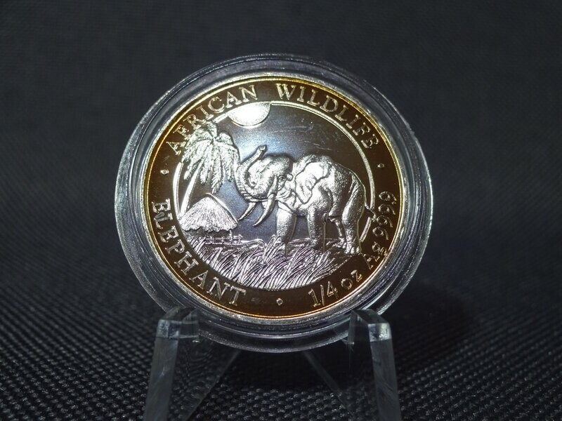 Silbermünze Somalia Elefant 2017 25 Shillings African Wildlife 1/4 Oz Unze Goldene Patina Silbermünze Somalia Elefant 2017 25 Shillings African Wildlife 1/4 Oz Unze Goldene Patina