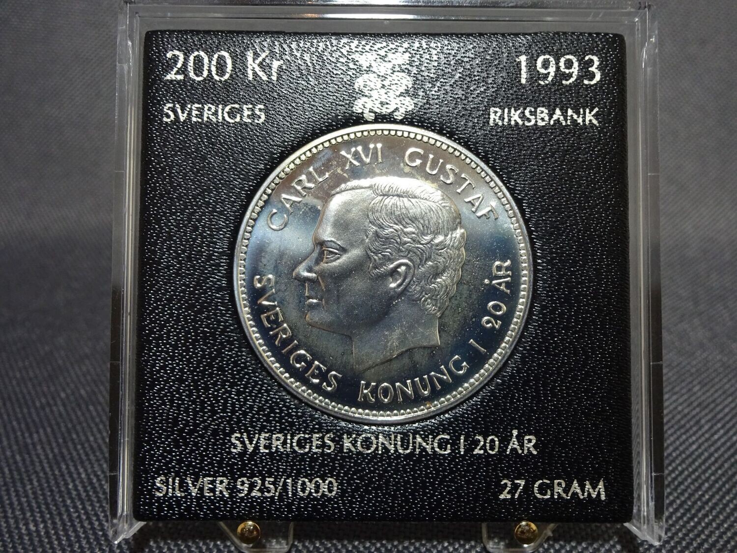 Silbermünze Schweden 200 Kronen 1993 20. Jahrestag König Gustav PP Proof