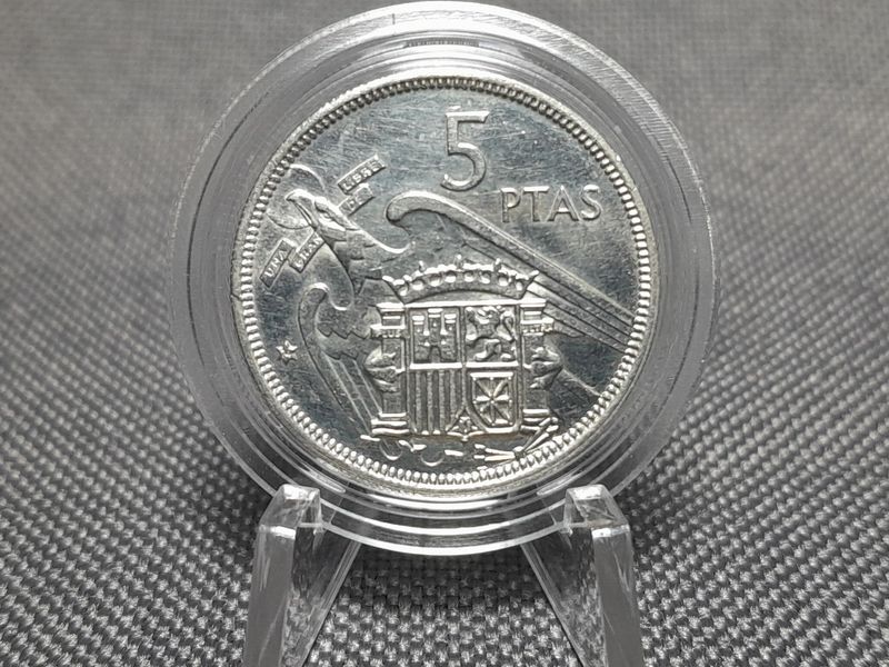 Münze Spanien 1957 5 Pesetas 1974 Stern ? 74 Peseten Franco Selten Erhaltung (1)