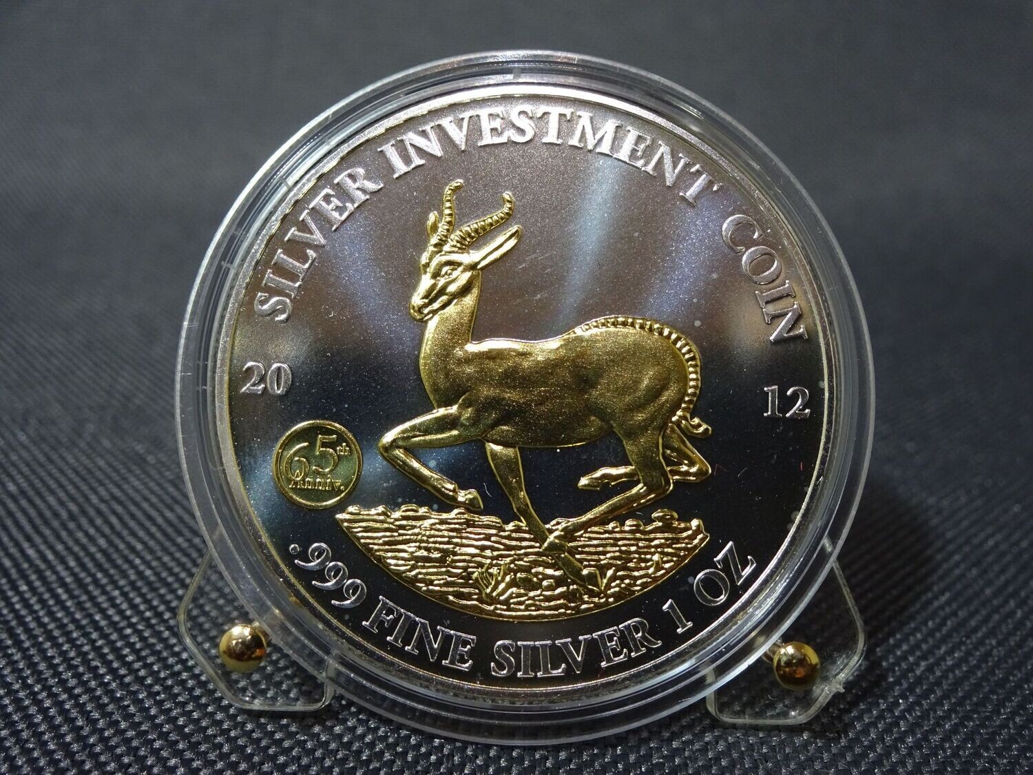 Silbermünze Gabun 2012 1000 Francs Springbok Gilded Privy Mark 65 Jahre Investment Coin 1 Oz Unze Silbermünze Gabun 2012 1000 Francs Springbok Gilded Privy Mark 65 Jahre Investment Coin 1 Oz Unze