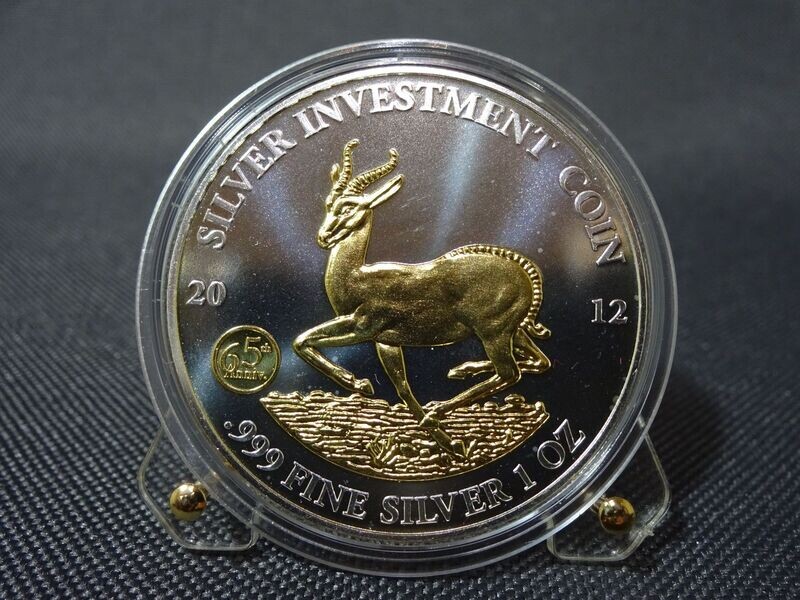 Silbermünze Gabun 2012 1000 Francs Springbok Gilded Privy Mark 65 Jahre Investment Coin 1 Oz Unze