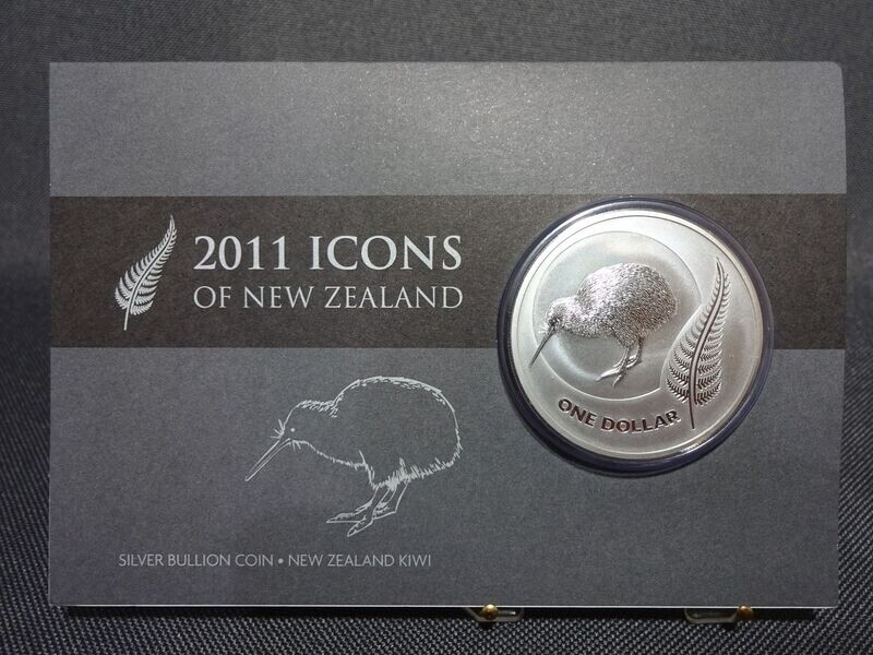 Silbermünze Neuseeland 2011 1 Dollar Icons Kiwi Vogel Blister 1 Oz Unze