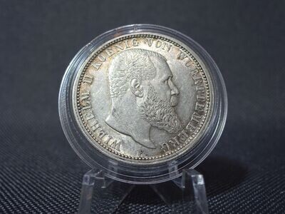 Silbermünze Deutsches Kaiserreich 1912 F 2 Mark Wilhelm II. König Württemberg