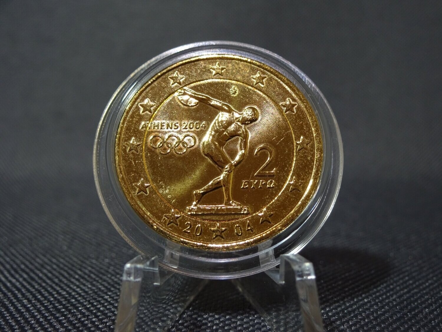 Münze Griechenland 2004 2 Euro Olympia Athen Diskuswurf Vergoldet