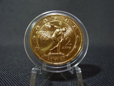 Münze Griechenland 2004 2 Euro Olympia Athen Diskuswurf Vergoldet Münze Griechenland 2004 2 Euro Olympia Athen Diskuswurf Vergoldet