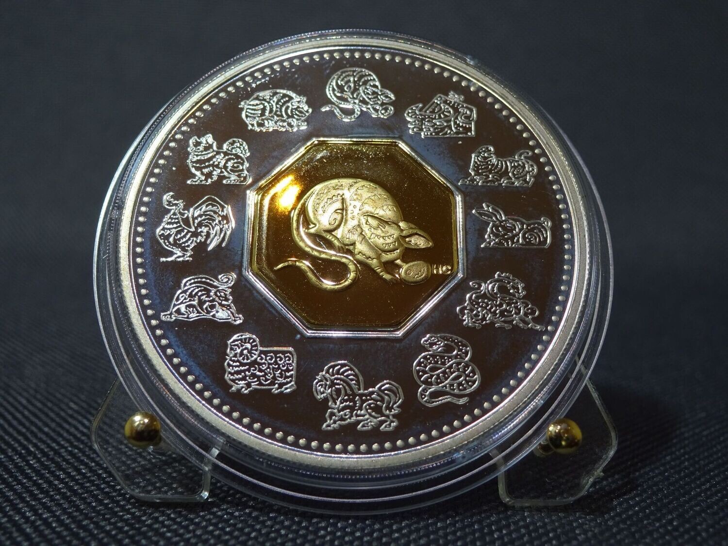 Silbermünze Kanada 2008 15 Dollars Lunar Maus Ratte Gilded PP Proof > 1 Oz Unze