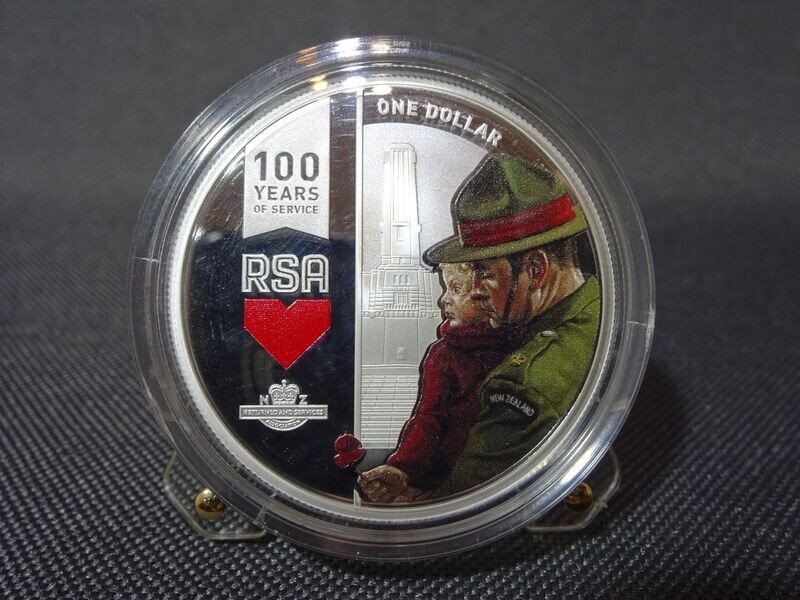 Silbermünze Neuseeland 2016 1 Dollar 100 Jahre RSA Farbe PP Proof 1 Oz Unze Silbermünze Neuseeland 2016 1 Dollar 100 Jahre RSA Farbe PP Proof 1 Oz Unze