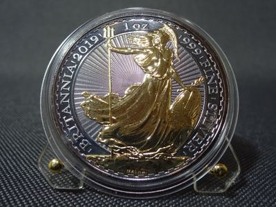 Silbermünze England 2019 2 Pounds Britannia Gilded Ruthenium 1 Oz Unze Silbermünze England 2019 2 Pounds Britannia Gilded Ruthenium 1 Oz Unze