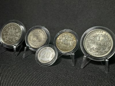 Silbermünzen Set Deutsches Kaiserreich 1874 1875 1915 1917 20 A C D G J 50 Pfennig 1/2 1 Mark
