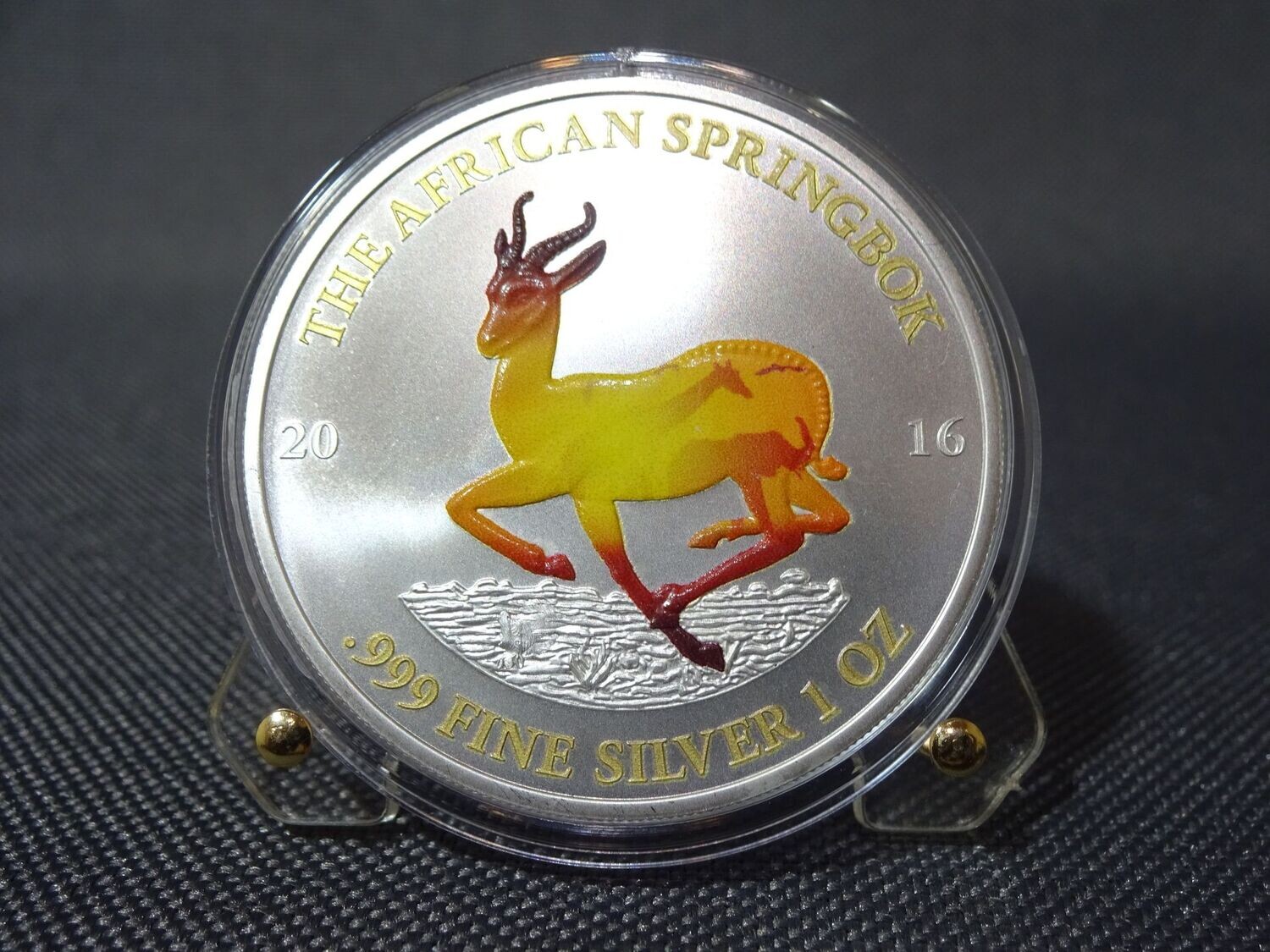 Silbermünze Gabun African Springbok 2016 1000 Francs Farbe 1 Oz Unze Silbermünze Gabun African Springbok 2016 1000 Francs Farbe 1 Oz Unze