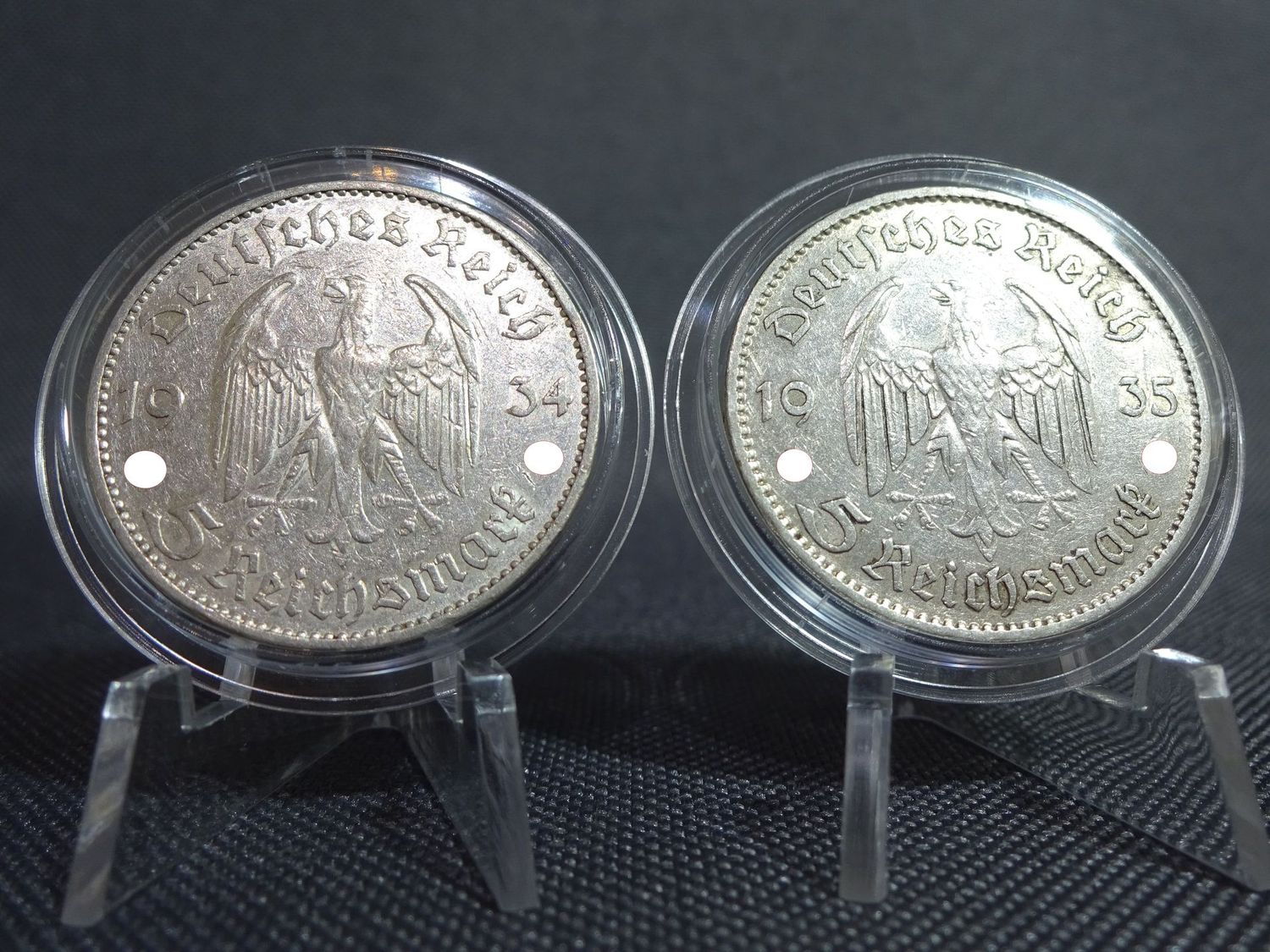 Silbermünzen Set Drittes Reich 1934 1935 A E 5 Reichsmark Garnisonkirche Silbermünzen Set Drittes Reich 1934 1935 A E 5 Reichsmark Garnisonkirche