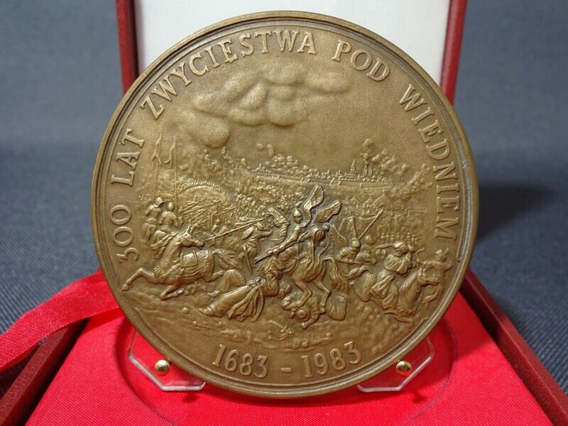 Medaille Polen 1983 König Ioannes III. Sobieski 300 Jahre Schlacht um Wien 1683 Bronze 70 mm Medaille Polen 1983 König Ioannes III. Sobieski 300 Jahre Schlacht um Wien 1683 Bronze 70 mm