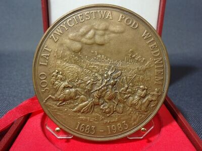 Medaille Polen 1983 König Ioannes III. Sobieski 300 Jahre Schlacht um Wien 1683 Bronze 70 mm Medaille Polen 1983 König Ioannes III. Sobieski 300 Jahre Schlacht um Wien 1683 Bronze 70 mm