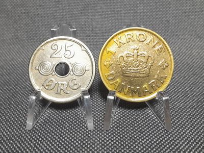 Münzen Set Dänemark 1924 1926 25 Öre 1 Krone Christian X.