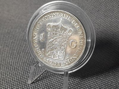 Silbermünze 1931 1 Gulden Niederlande Königin Wilhemina 1.
