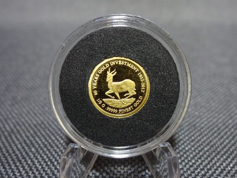 Goldmünze Gabun 2012 1000 Francs Springbok 60 Years Gold Investment Proof 0,5 g Goldmünze Gabun 2012 1000 Francs Springbok 60 Years Gold Investment Proof 0,5 g