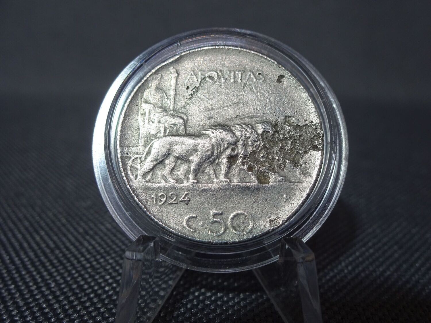 Münze Italien 1924 50 Centesimi Vittorio III. Riffelrand Selten Münze Italien 1924 50 Centesimi Vittorio III. Riffelrand Selten