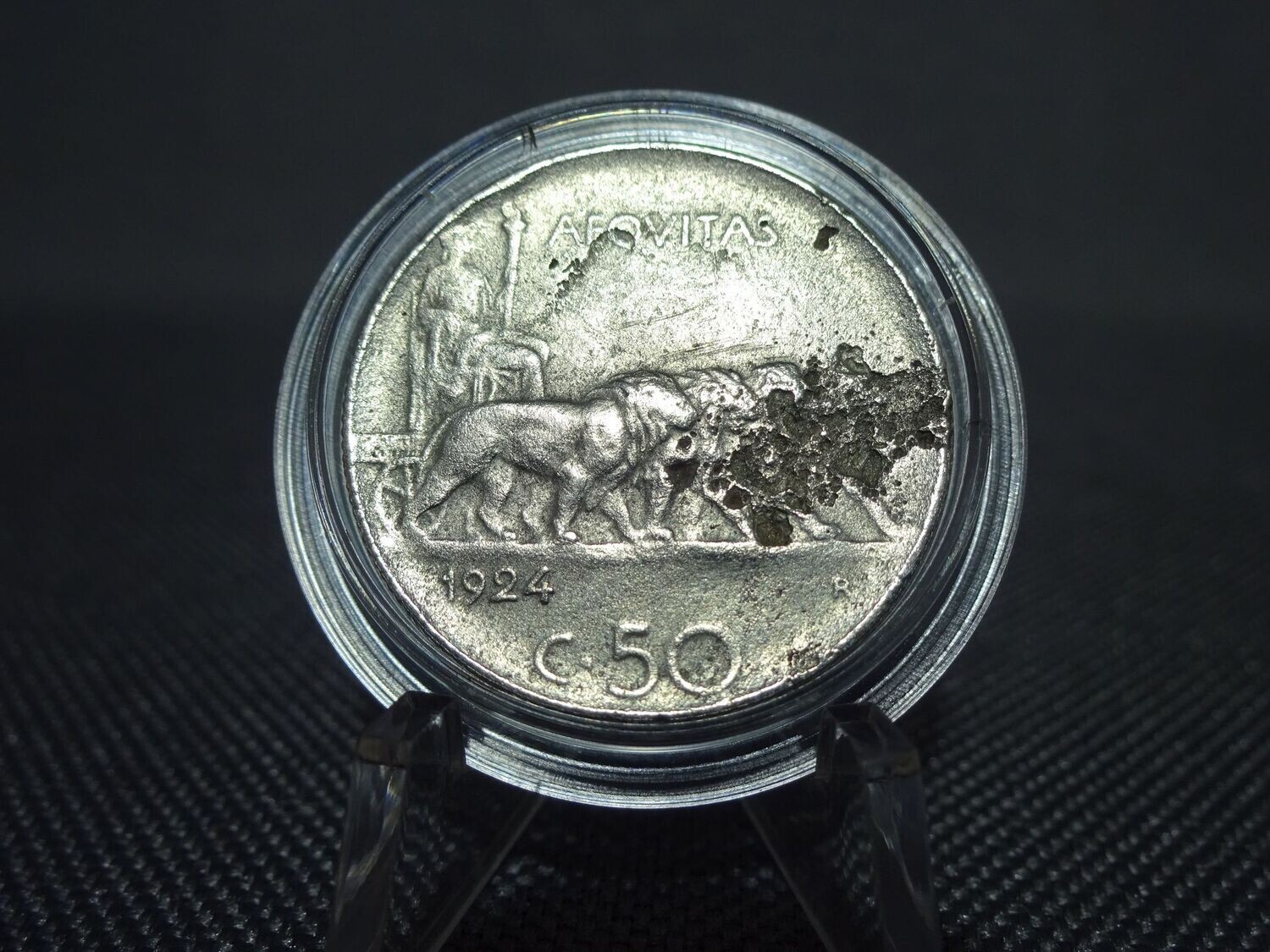 Münze Italien 1924 50 Centesimi Vittorio Riffelrand Selten Münze Italien 1924 50 Centesimi Vittorio Riffelrand Selten