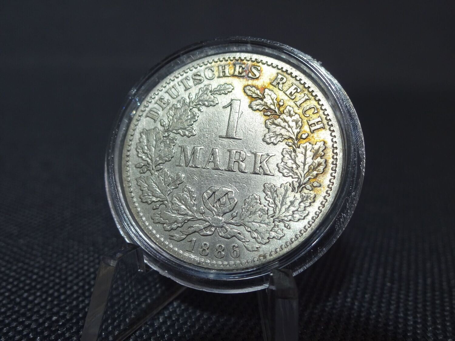 Silbermünze Deutsches Kaiserreich 1886 F 1 Mark Stuttgart Patina Silbermünze Deutsches Kaiserreich 1886 F 1 Mark Stuttgart Patina