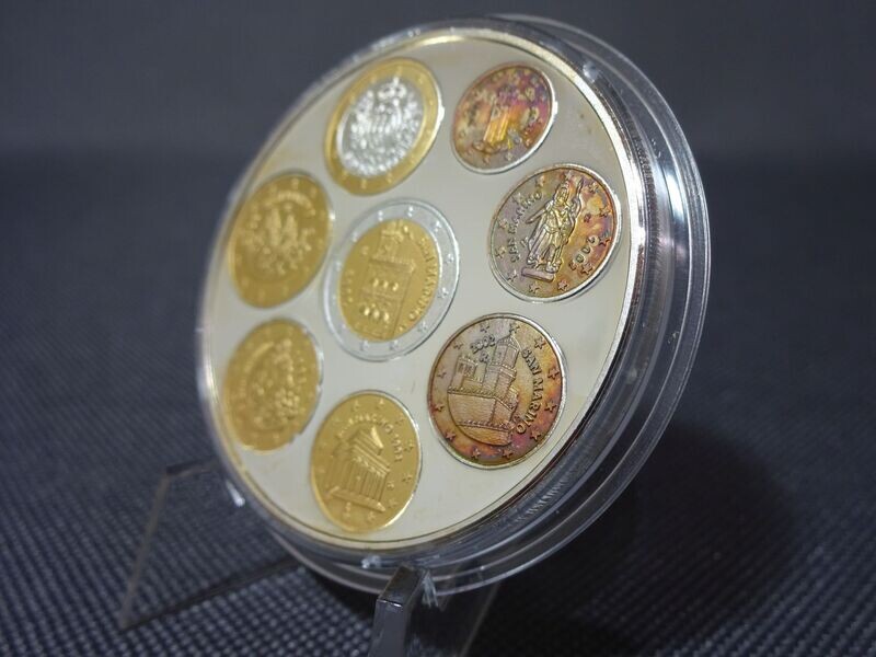 Silbermedaille San Marino 2002 PP Proof Kursmünzensatz Euro KMS 1 Oz Unze Silbermedaille San Marino 2002 PP Proof Kursmünzensatz Euro KMS 1 Oz Unze