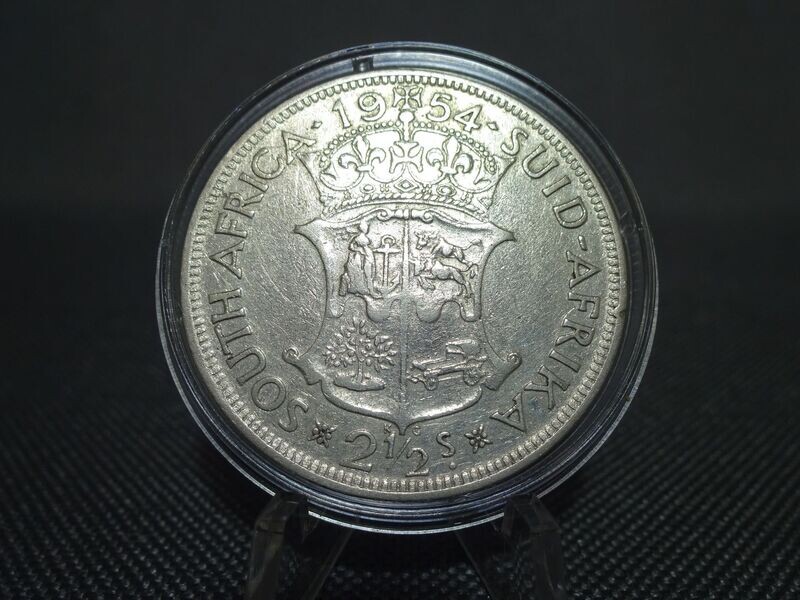 Silbermünze Südafrika 1954 2,5 Shilling Elizabeth II.