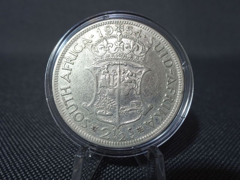 Silbermünze Südafrika 1954 2,5 Shilling Queen Elizabeth