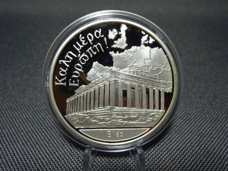 Silbermedaille Hallo Europa Griechenland Ellas Tempel Akropolis PP Proof 1 Oz Unze Silbermedaille Hallo Europa Griechenland Ellas Tempel Akropolis PP Proof 1 Oz Unze