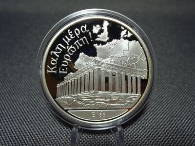 Silbermedaille Hallo Europa Griechenland Ellas Tempel Akropolis PP Proof 1 Oz Unze Silbermedaille Hallo Europa Griechenland Ellas Tempel Akropolis PP Proof 1 Oz Unze