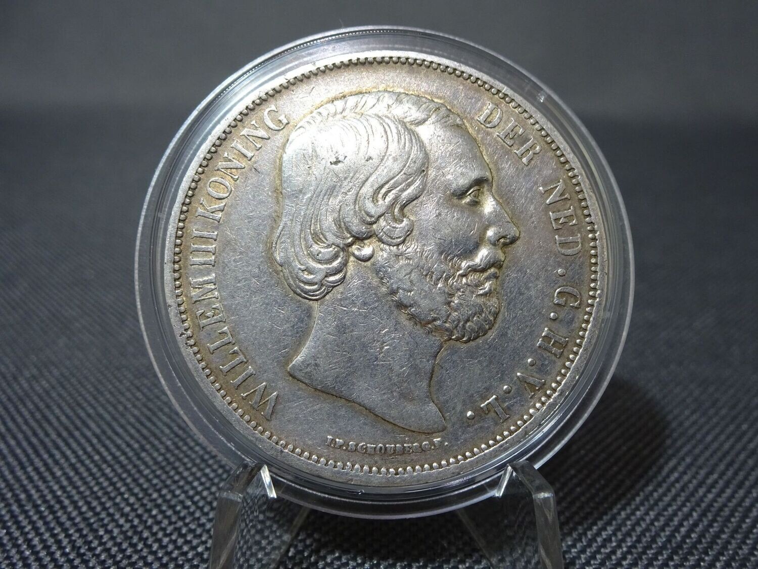 Silbermünze 1874 2,5 Gulden Niederlande König Willem III. Patina