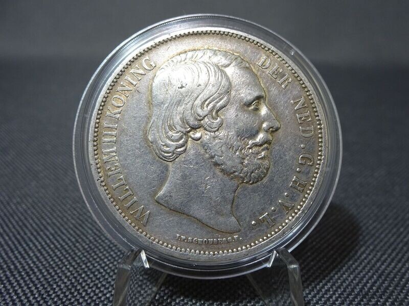 Silbermünze 1874 2,5 Gulden Niederlande König Willem III. Patina