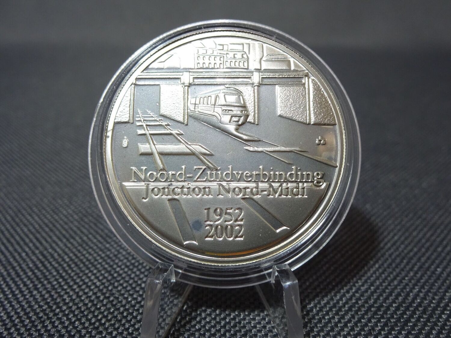 Silbermünze Belgien 2002 10 Euro Eisenbahn 50 Jahre Zugverbindung PP
