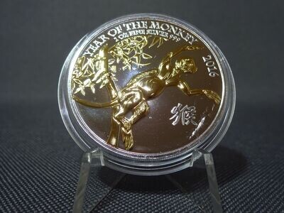 Silbermünze England 2016 2 Pounds Lunar Monkey Affe Gilded 1 Oz Unze Silbermünze England 2016 2 Pounds Lunar Monkey Affe Gilded 1 Oz Unze