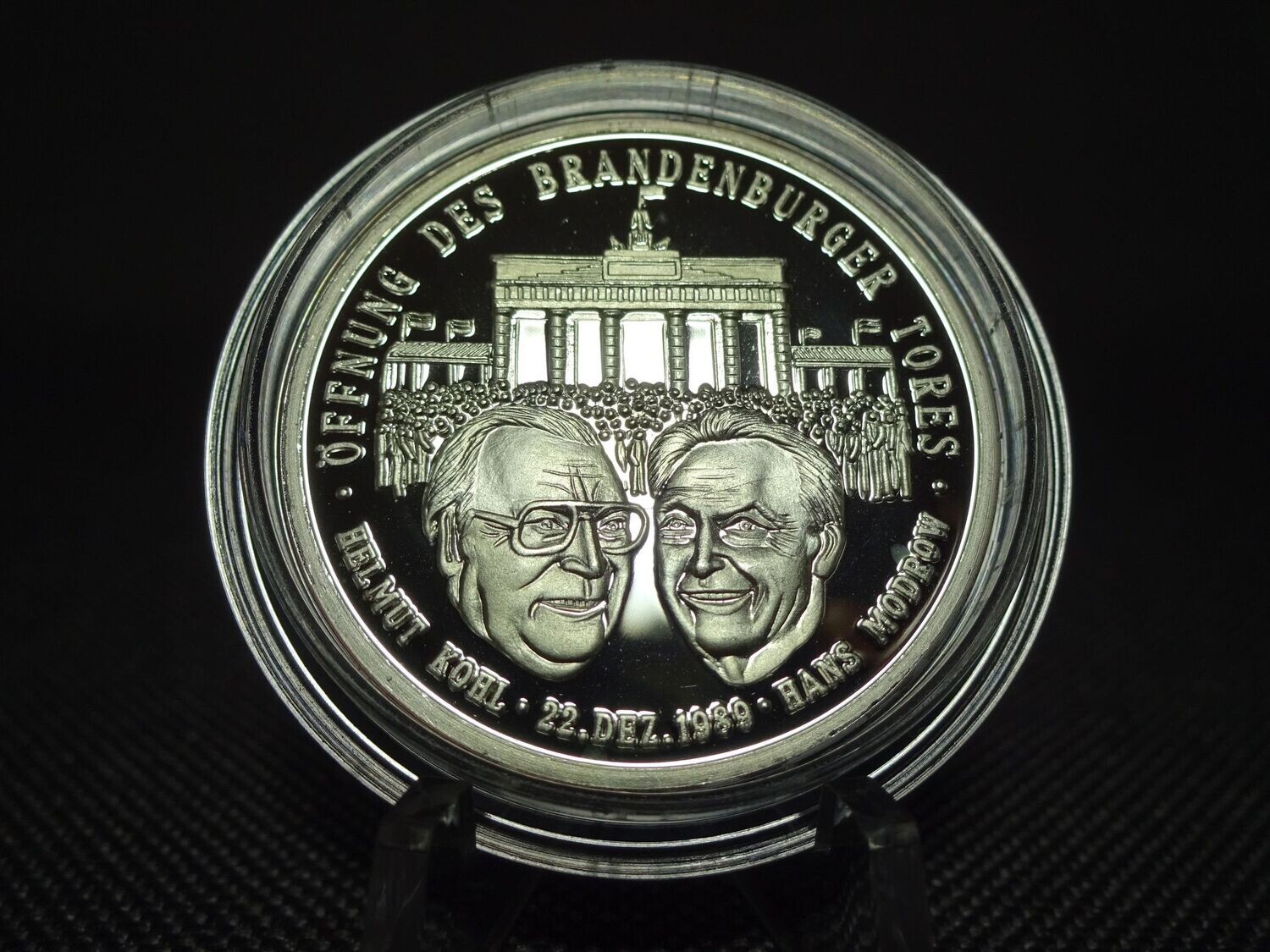 Silbermedaille Deutschland 1989 Helmut Kohl Hans Modrow Handschlag Proof Silbermedaille Deutschland 1989 Helmut Kohl Hans Modrow Handschlag Proof
